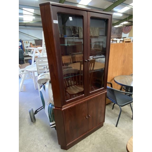 137 - Mid century teak corner bookcase/display cabinet (Possibly by Skovby) 171H 86W 46D