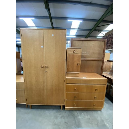 143 - Mid century ‘Meredew’ wardrobe, with shelves and hanging rail to the interior 182H 91W 55D , a match... 