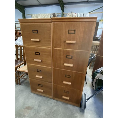 153 - 2 oak four drawer filing cabinets 138H 49W 67D