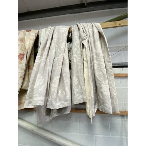 17 - 2 pairs of Laura Ashley grey and cream curtains 90wide x 200 deep & 52 wide x 200 deep (all as found... 