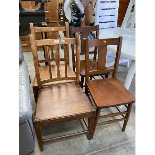 181 - 2 pairs of country oak kitchen chairs