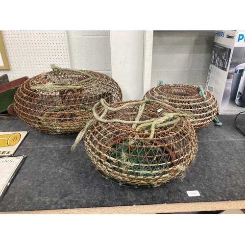 334 - 3 Crayfish crates/ pots, possibly French