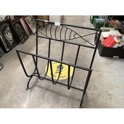 382 - Black cast metal magazine rack 51H 46W