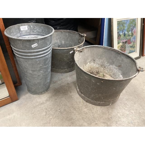 393 - 2 galvanised buckets & a planter