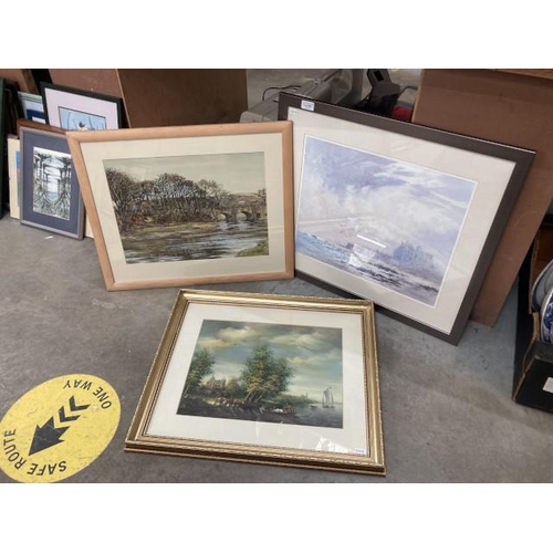 398 - 5 framed pictures inc. pencil signed Robert Leslie Howey limited edition 23/350 coastal scene print ... 