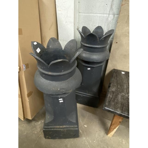 5 - 2 painted Victorian chimney pots 89H 35cm diameter