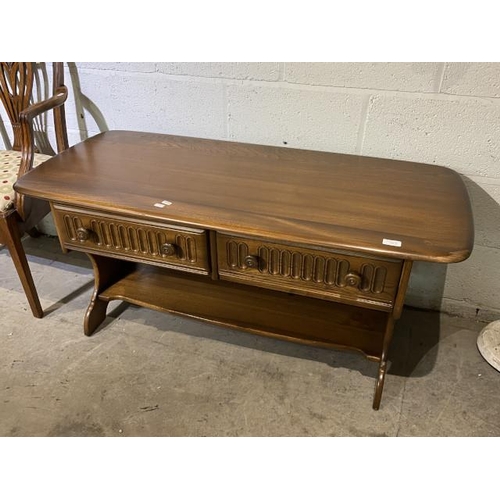 57 - Ercol elm ‘Monmouth’ coffee table with 2 drawers 57H 125W 56D