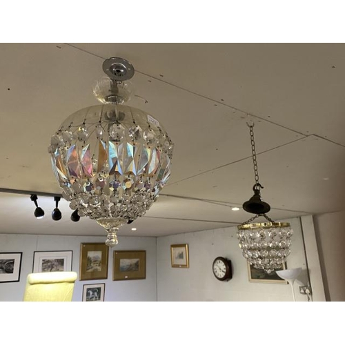 75 - 2 antique cut crystal drop chandelier pendants