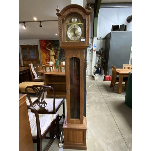 77 - Colin 'Beaverman' Almack (1930-1996) an oak longcase clock, with German tempus fugit dial with 2 wei... 