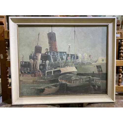 Framed oil on board of the ship ‘PSS Wingfield Castle’ signed to bottom right by Harry Hudson Rodmell (British 1896-1984) 48 x 58cm