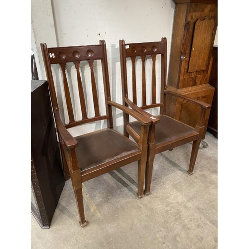 99 - Pair of mahogany Art Nouveau armchairs 58W