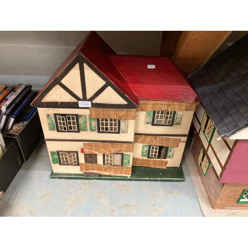 386 - 2 vintage dolls houses & dolls house furniture, box of china, box of auction catalogues etc.