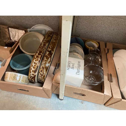 400 - 8 boxes of studio pottery, homeware's, mixed cutlery, glass inc. boxed Dartington pedestal bowl, wat... 