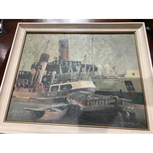 92 - Gilt framed oil on panel ‘Steps To The Abbey’ (Whitby) signed to bottom left by Emerson Mayes, with ... 