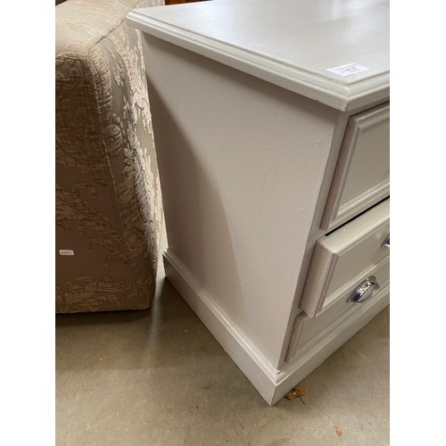 27 - 2 painted pine 3 drawer bedside chests 62H 48W 41D