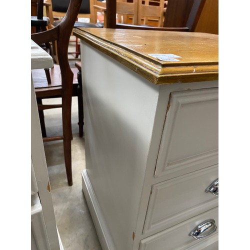 27 - 2 painted pine 3 drawer bedside chests 62H 48W 41D