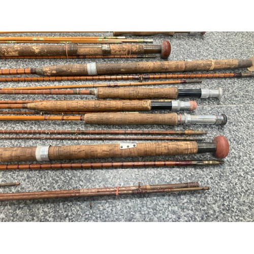 246 - 11 split cane fishing rods inc. J.B. Walker, 2 Hardy Bros Ltd C13444 & 10894C, Walker's 'Marvel' New... 