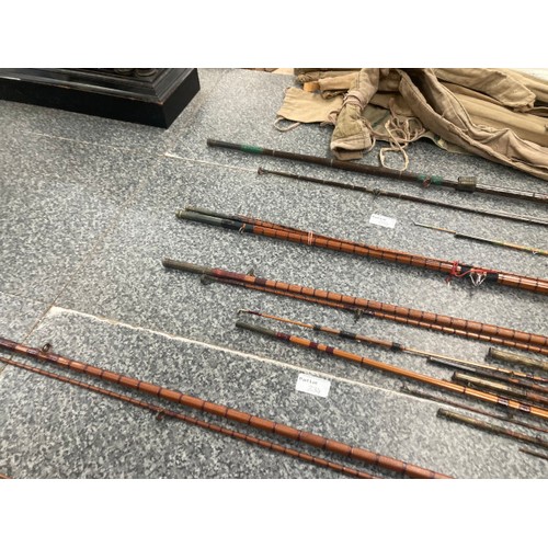 246 - 11 split cane fishing rods inc. J.B. Walker, 2 Hardy Bros Ltd C13444 & 10894C, Walker's 'Marvel' New... 