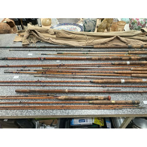 246 - 11 split cane fishing rods inc. J.B. Walker, 2 Hardy Bros Ltd C13444 & 10894C, Walker's 'Marvel' New... 