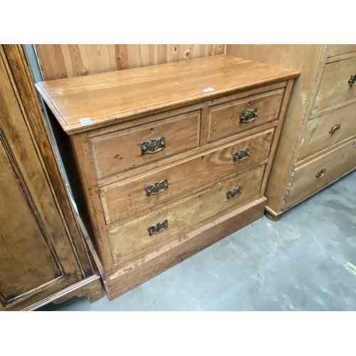 101 - Antique pine 2 over 2 chest of drawers 81H 91W 43D