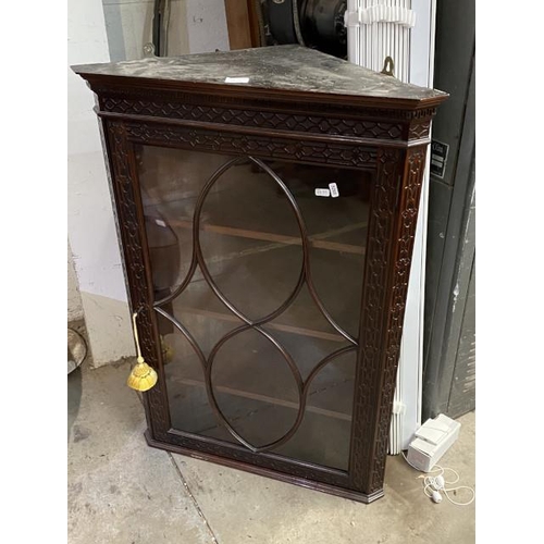 108 - 19th century mahogany Chippendale style glazed corner cabinet 96H 67W 37D