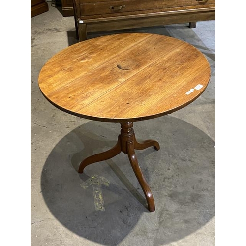 128 - 19th century fruitwood tripod table 69H 75cm diameter