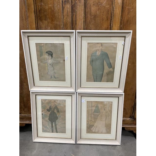 137 - 4 framed coloured prints by Max Beerbohm ‘Mr Noel Coward’, ‘Miss Peggy Wood as Sarah Millick’, ‘Mr C... 