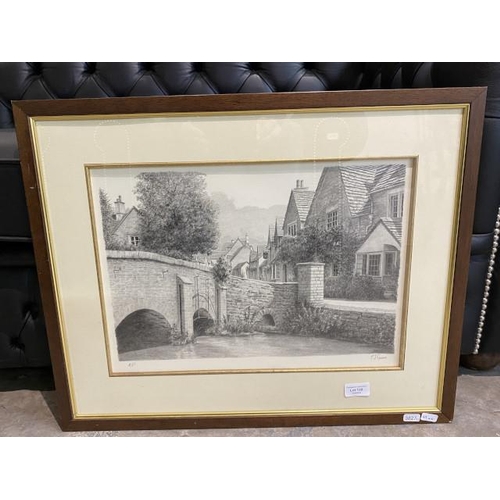 138 - Framed pencil signed print by PJ Gunn 49 x 61cm