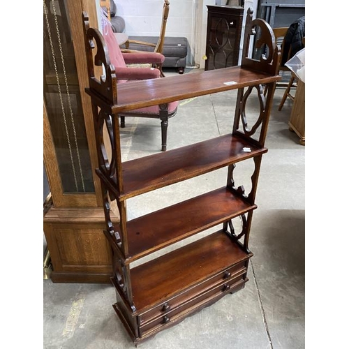 142 - Chippendale style mahogany bookcase with two drawers 120H 60W 18D