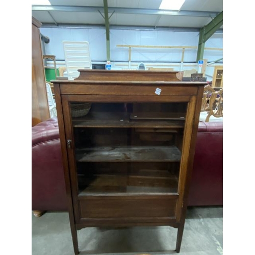 152 - Edwardian oak glazed display cabinet 122H 76W 27D