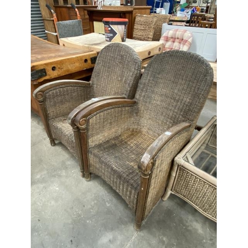 162 - Pair of rattan armchairs 93H 58W 75D