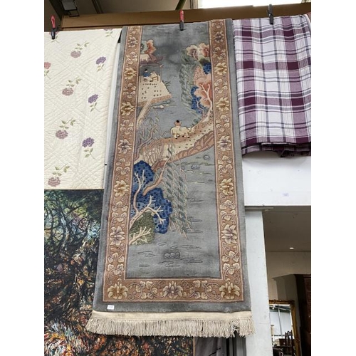 169 - Oriental blue ground runner 310 x 90cm