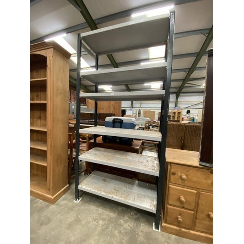 199 - Metal framed workshop shelves 212H 106W 42D