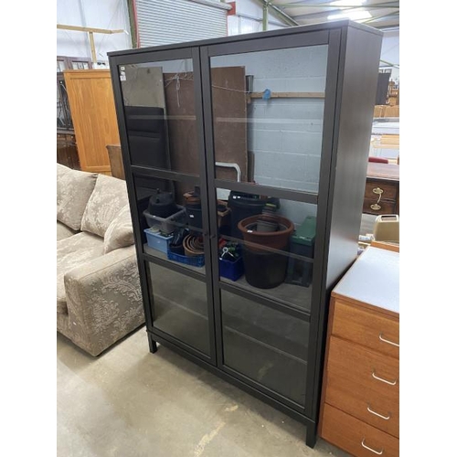 20 - Black Ikea glazed bookcase/display cabinet 178H 115W 37D