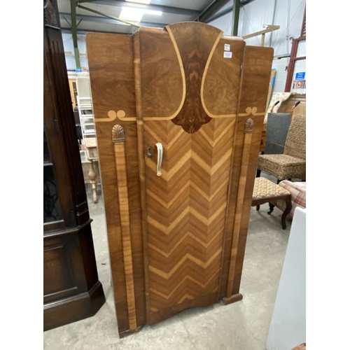 202 - Art Deco walnut wardrobe 161H 82W 46D