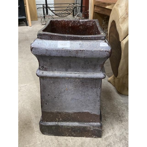 231 - Square terracotta chimney pot/planter 45H 26W 26D