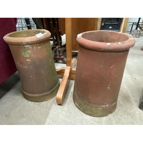 232 - 2 terracotta chimney pots/planters 45H 26cm diameter