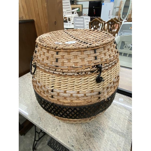 233 - Rattan sewing basket 41H 45cm diameter