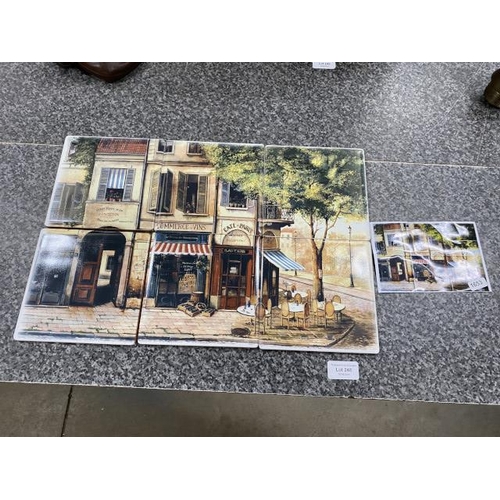 248 - 6 piece Spanish tile picture of a Parisian scene 45x30cm