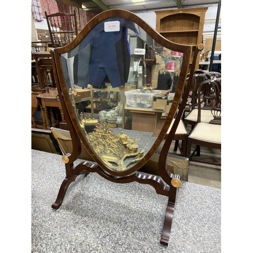 259 - Victorian shield shape mahogany dressing table mirror 36W 55H