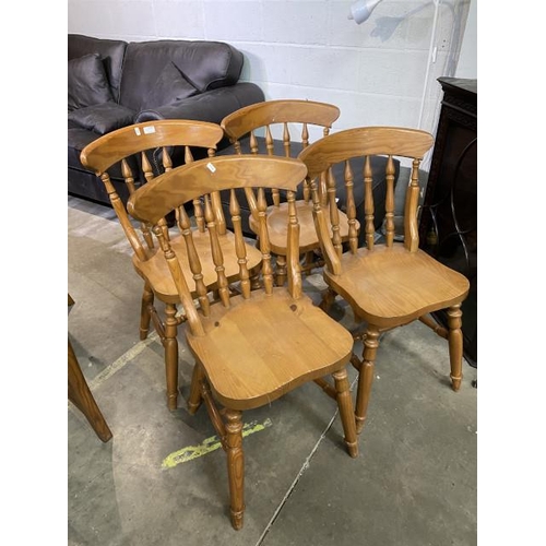 26 - 4 pine stick back kitchen chairs 52W