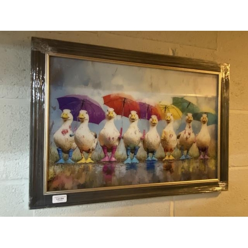 294 - Framed ducks print on glass 68x48cm NEW