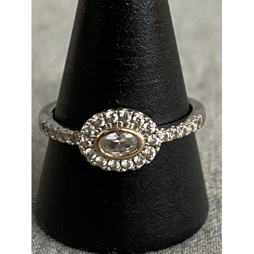 316 - Diamonique 925 silver CZ ring, size U