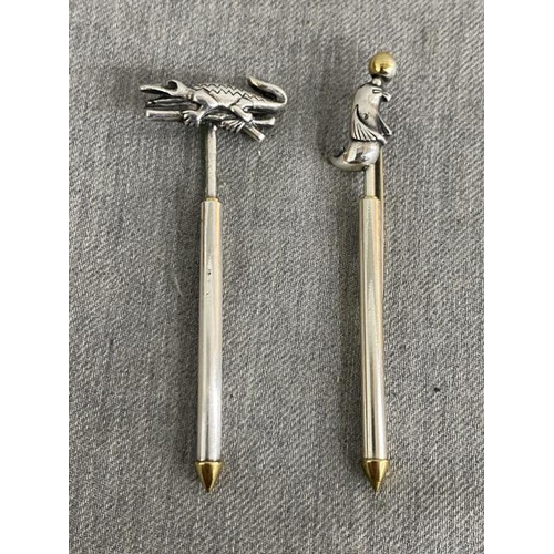 323 - Two unusual silver tone tie pins 'Crocodile' & 'Dolphin'