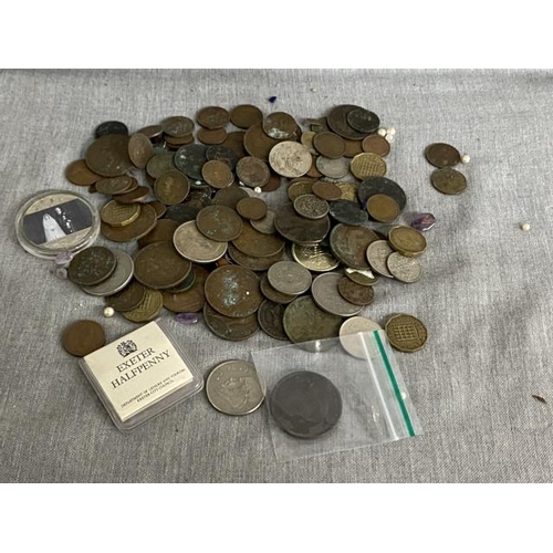 348 - Box of coins inc. George III 1806 penny, foreign etc.