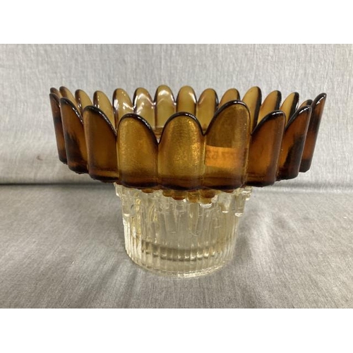 356 - Mid century design two tone glass vase/ bowl in the style of Pertti Santalathi, Finland 15H 23cm dia... 