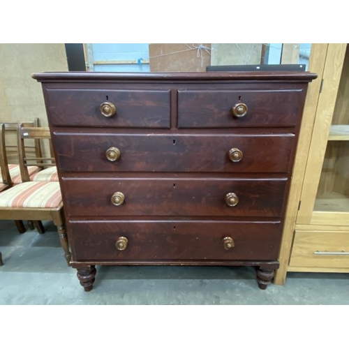 36 - Victorian pine 2 over 3 chest of drawers 104H 111W 54D