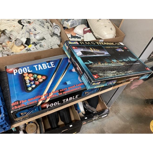 380 - Boxed Revell R.M.S Titanic set 1:1200 & 1:570, unused & a boxed miniature pool table & accessories