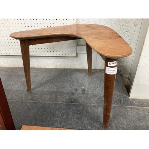 386 - Mid century boomerang side table (One leg repaired) 30H 49W 20D