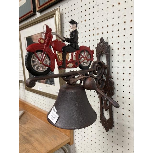 392 - Cast 'Motorcycle' wall mounted bell